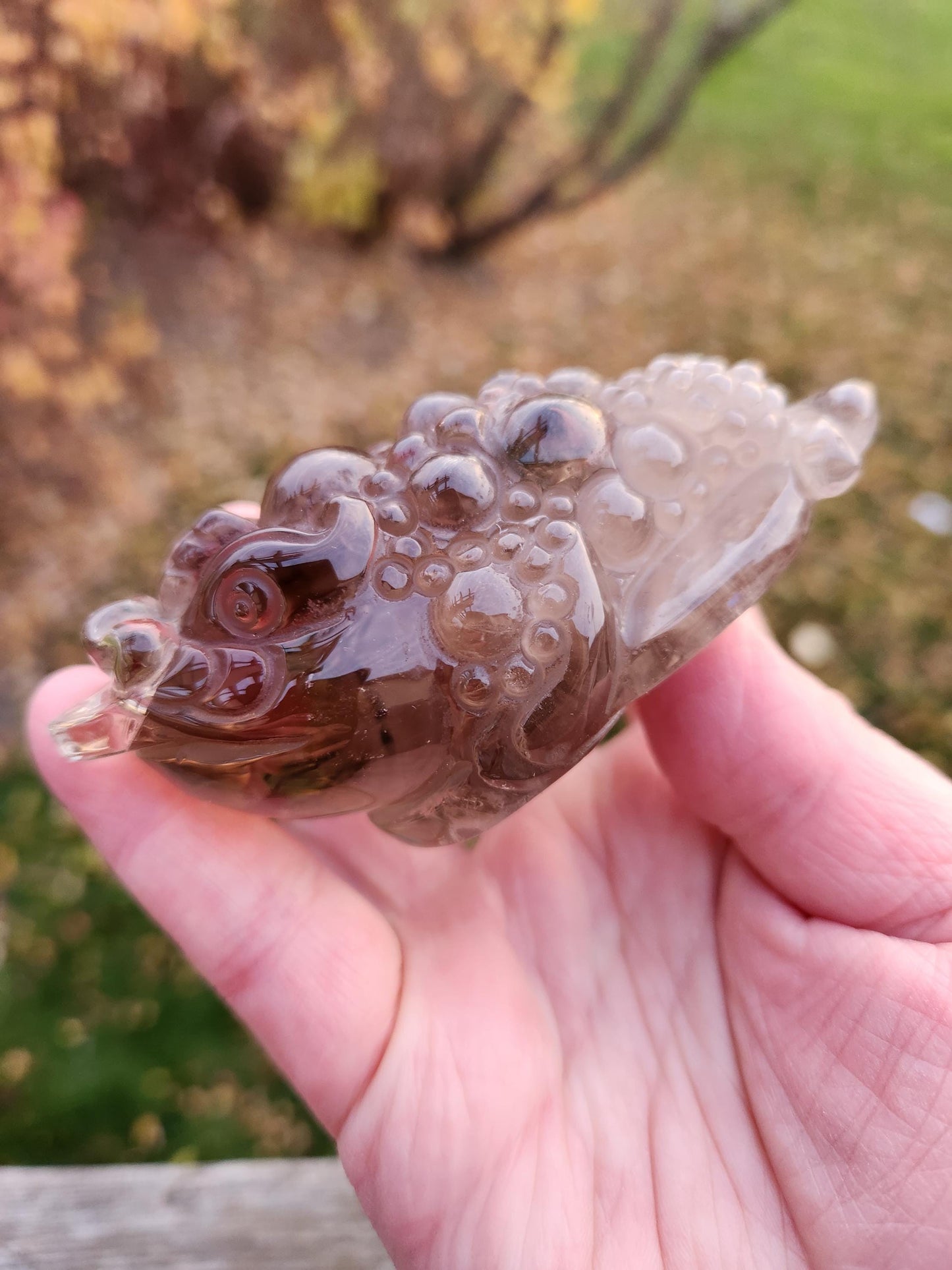 Smoky Quartz Money Toad: AAA Crystal Carving