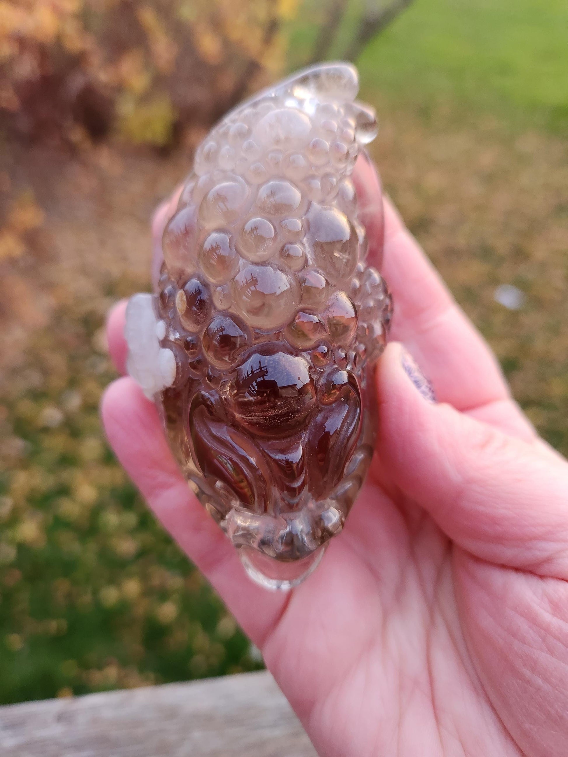 Smoky Quartz Money Toad: AAA Crystal Carving