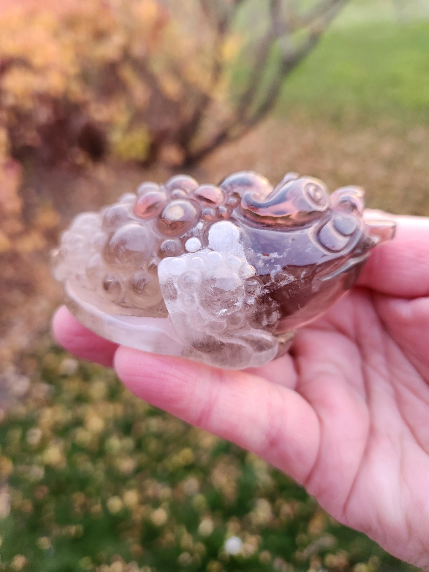 Smoky Quartz Money Toad: AAA Crystal Carving