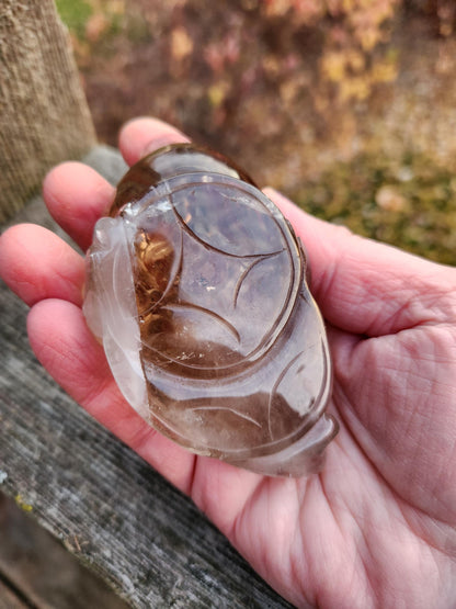 Smoky Quartz Money Toad: AAA Crystal Carving