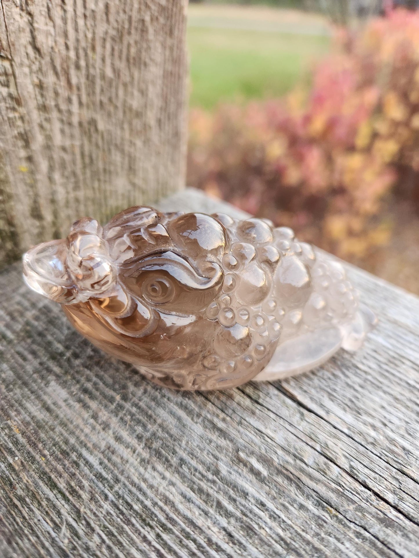 Smoky Quartz Money Toad: AAA Crystal Carving