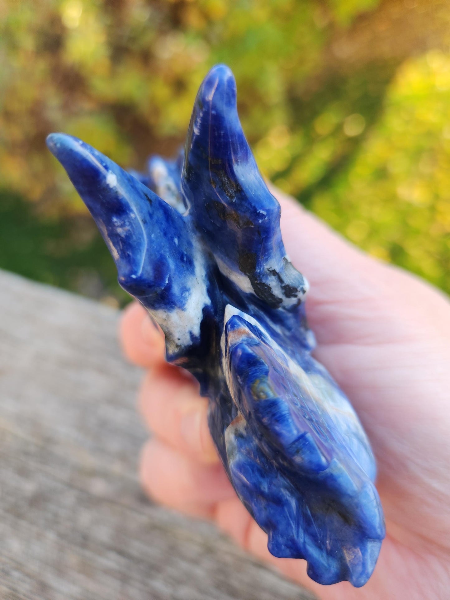 Sodalite Crystal Dragon Carving - DnD, Decor