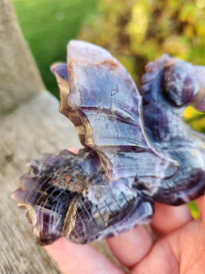 Dream Amethyst Crystal Dragon Carving - DnD, Decor