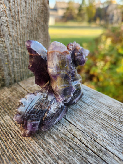 Dream Amethyst Crystal Dragon Carving - DnD, Decor