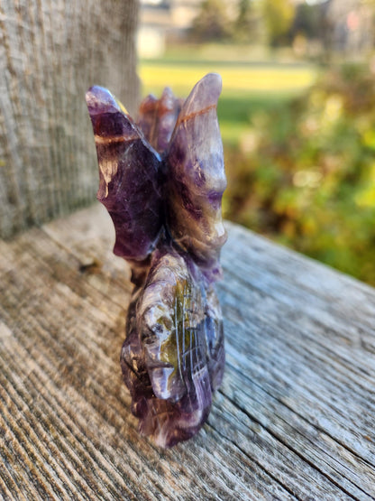 Dream Amethyst Crystal Dragon Carving - DnD, Decor