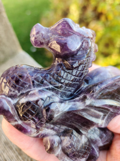 Dream Amethyst Crystal Dragon Carving - DnD, Decor