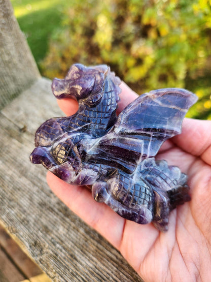 Dream Amethyst Crystal Dragon Carving - DnD, Decor