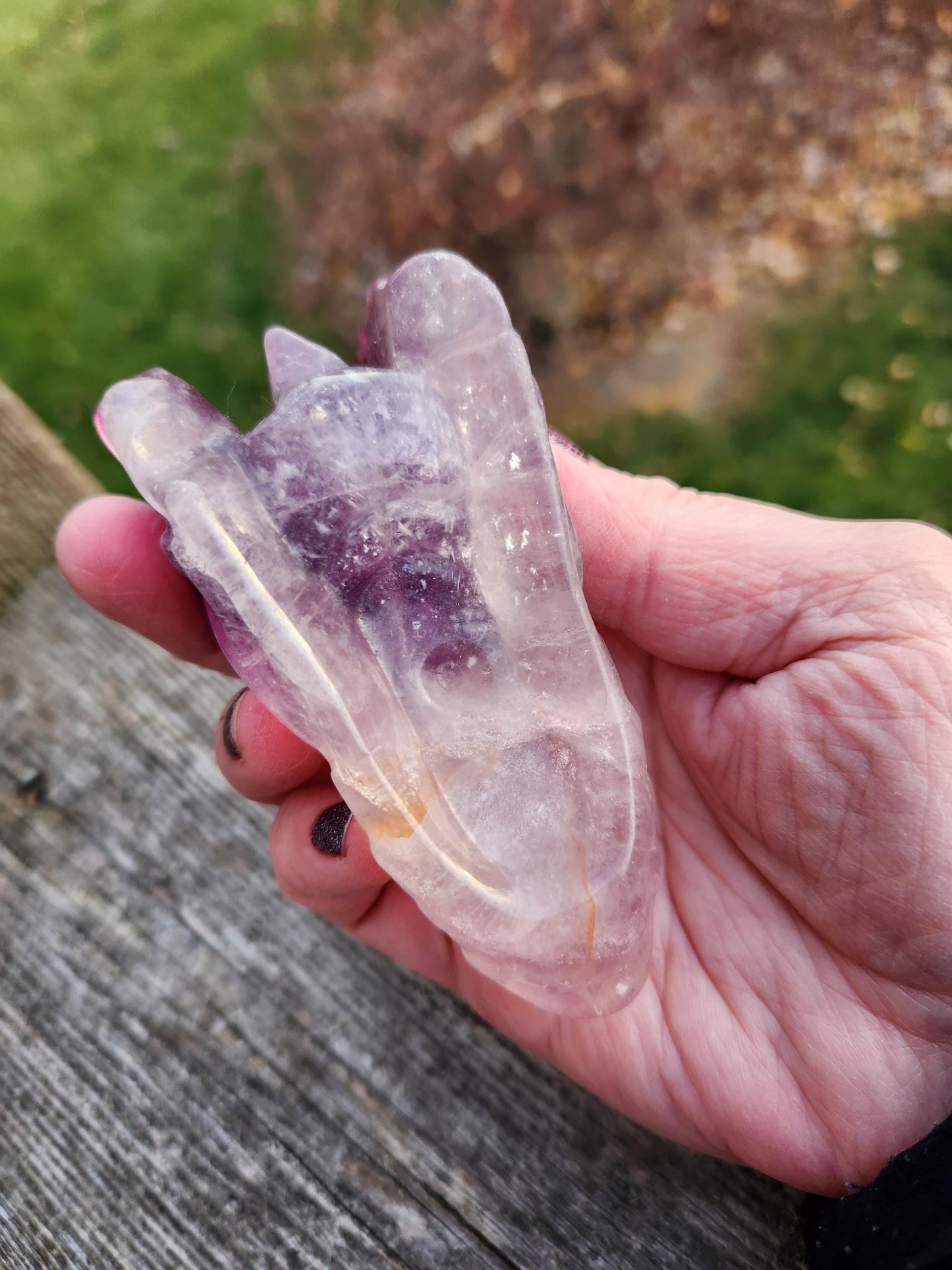 Natural Purple and White Fluorite Crystal Carved Dragon Head, DnD