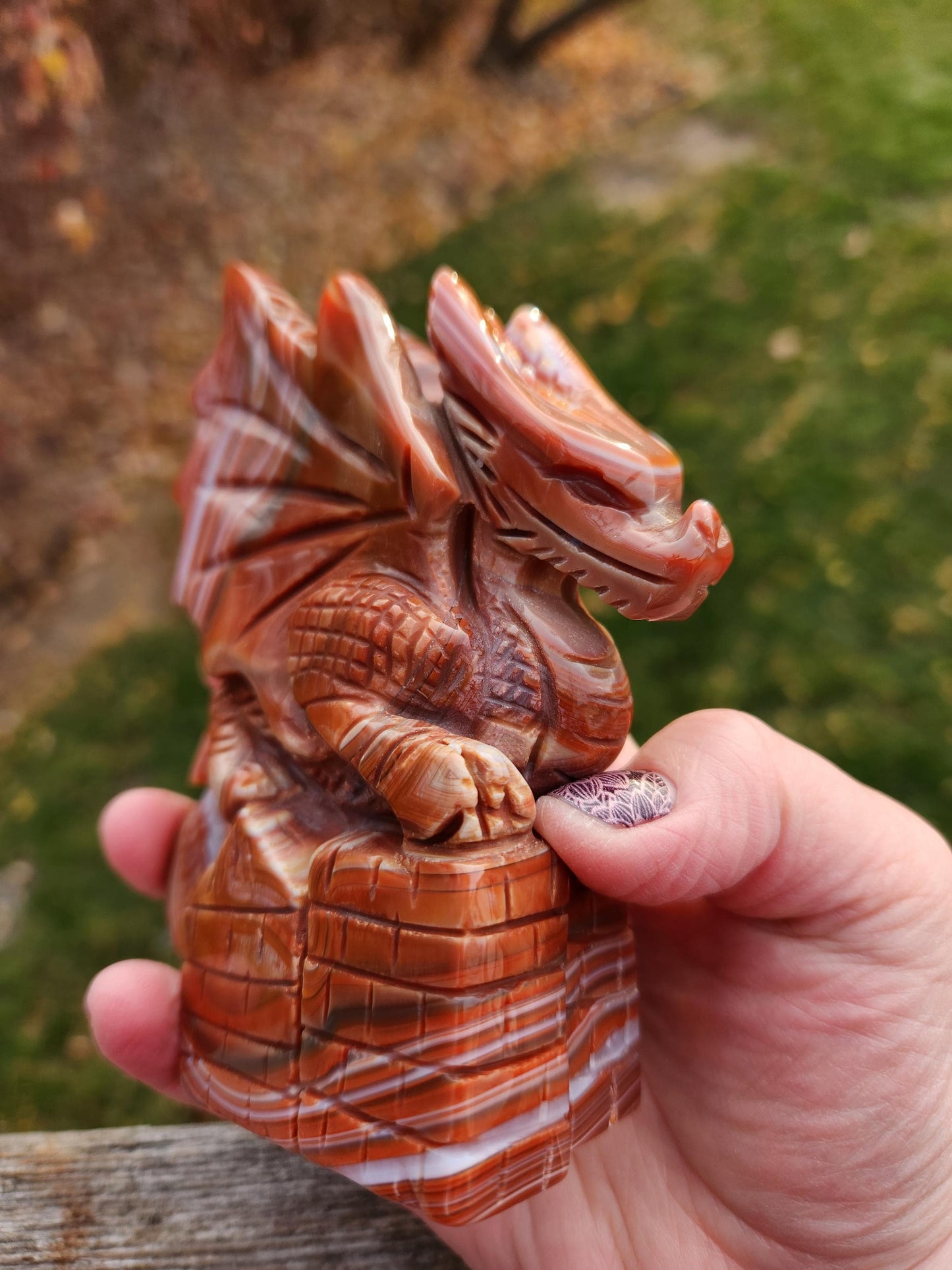 Banded Carnelian Agate Crystal Dragon: DnD, Fire Dragon