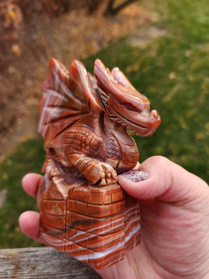 Banded Carnelian Agate Crystal Dragon: DnD, Fire Dragon