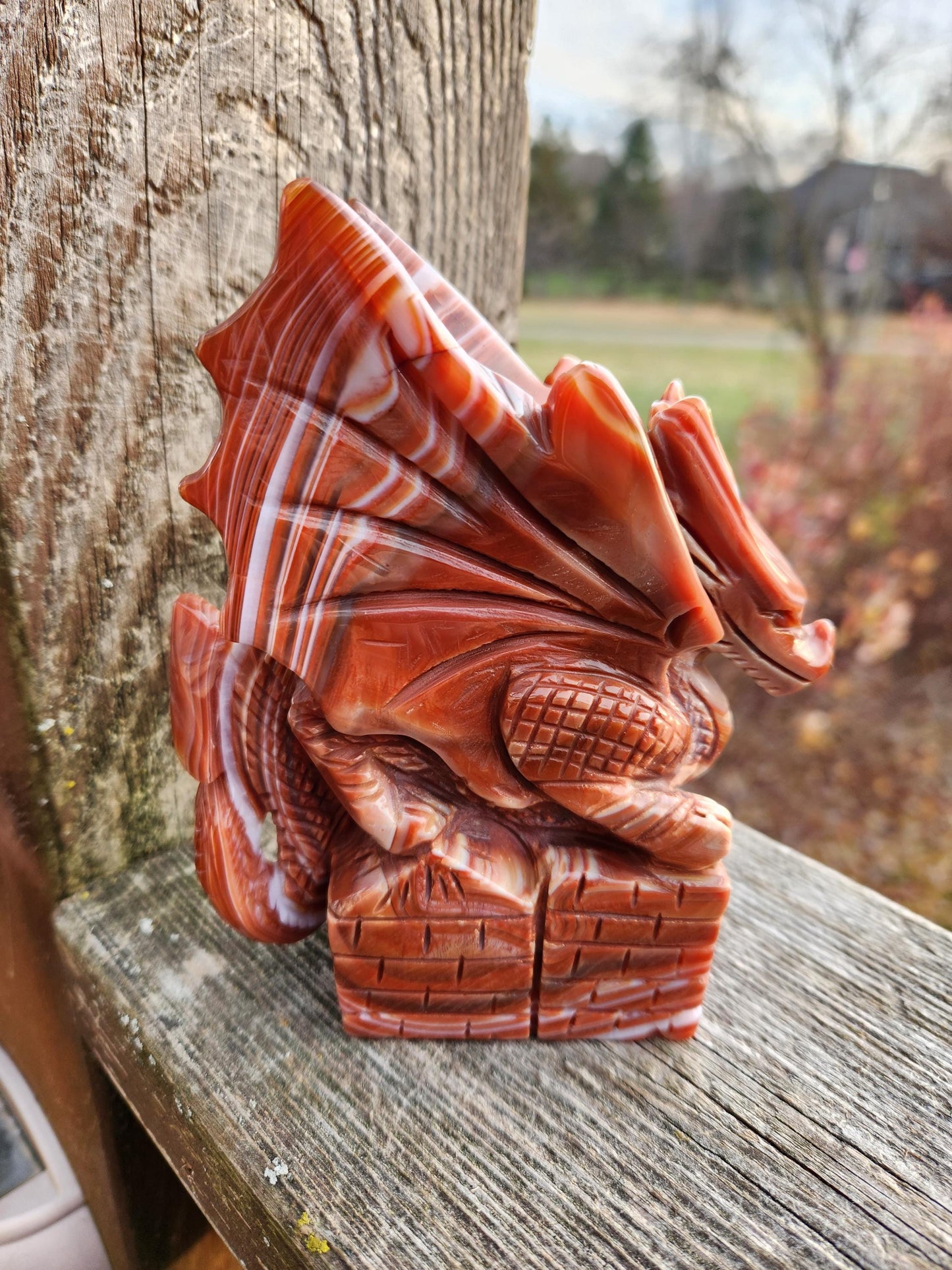 Banded Carnelian Agate Crystal Dragon: DnD, Fire Dragon