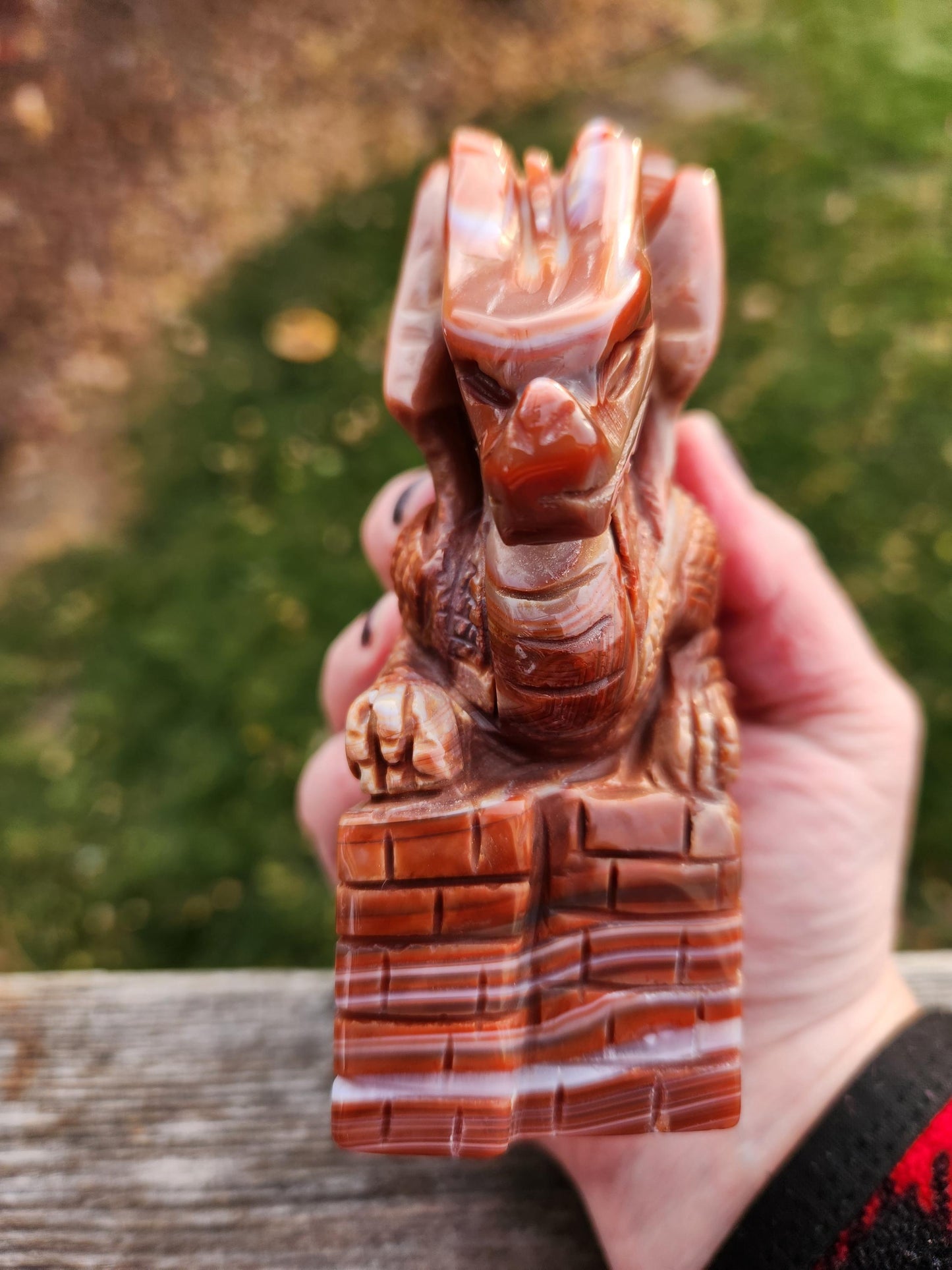 Banded Carnelian Agate Crystal Dragon: DnD, Fire Dragon