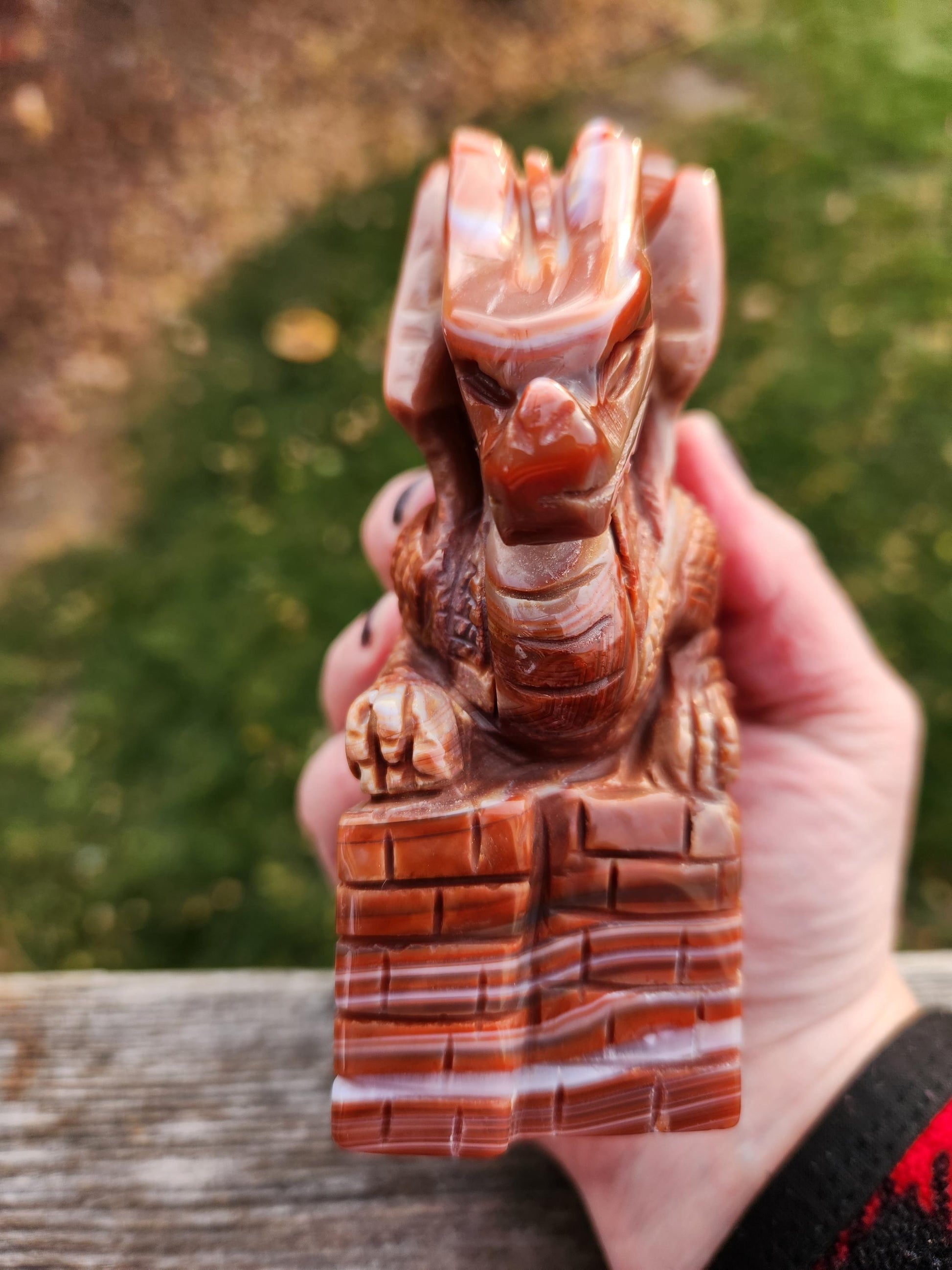 Banded Carnelian Agate Crystal Dragon: DnD, Fire Dragon