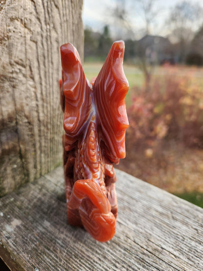 Banded Carnelian Agate Crystal Dragon: DnD, Fire Dragon