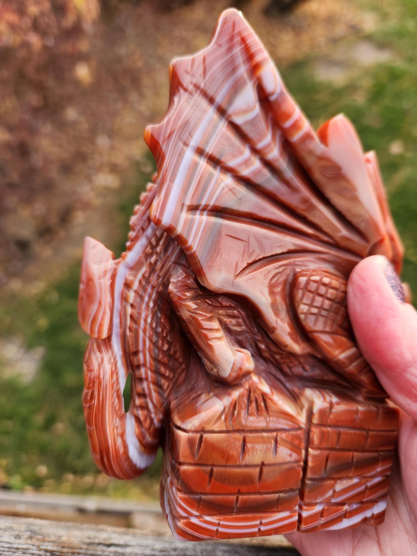 Banded Carnelian Agate Crystal Dragon: DnD, Fire Dragon