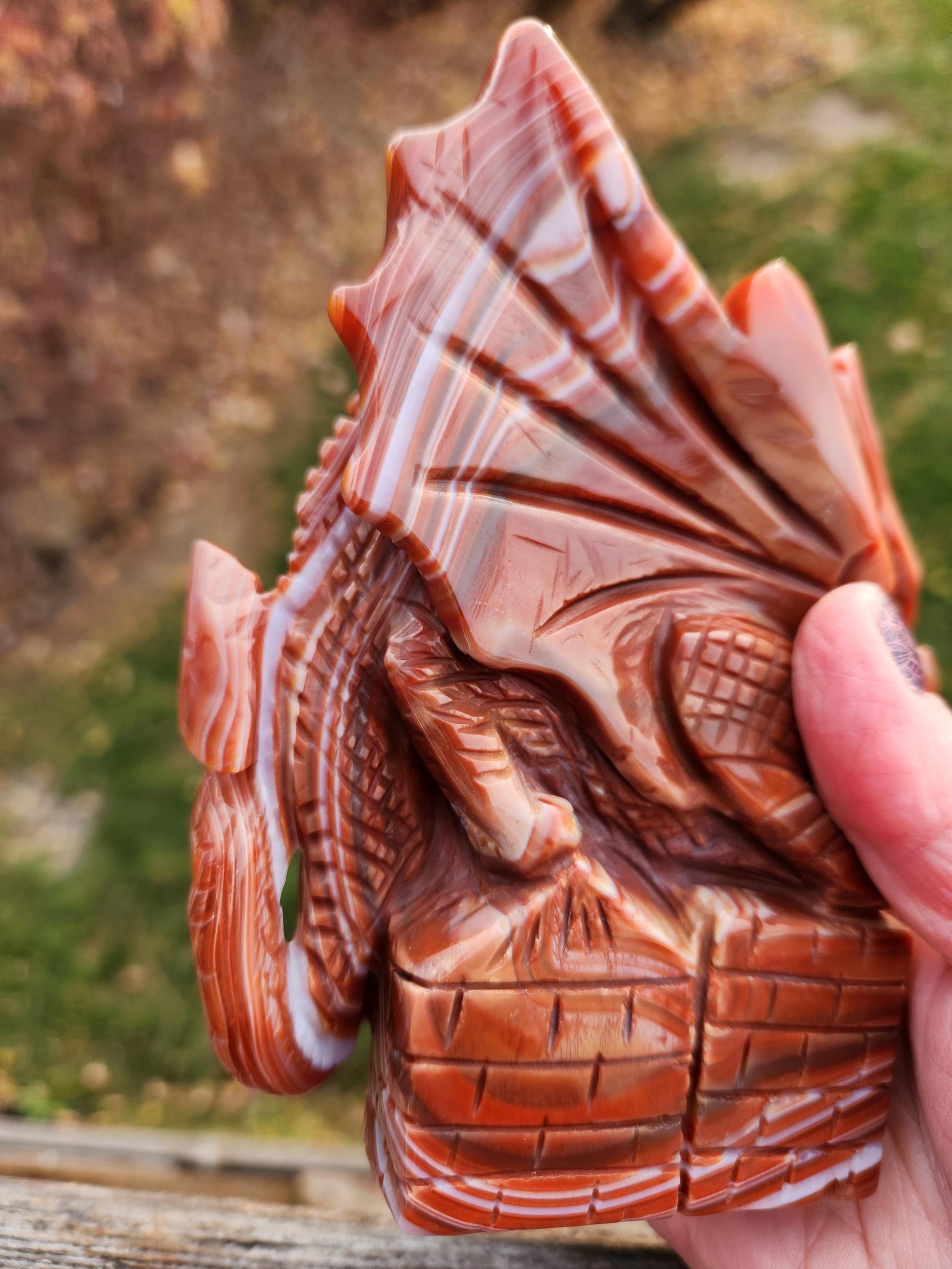 Banded Carnelian Agate Crystal Dragon: DnD, Fire Dragon