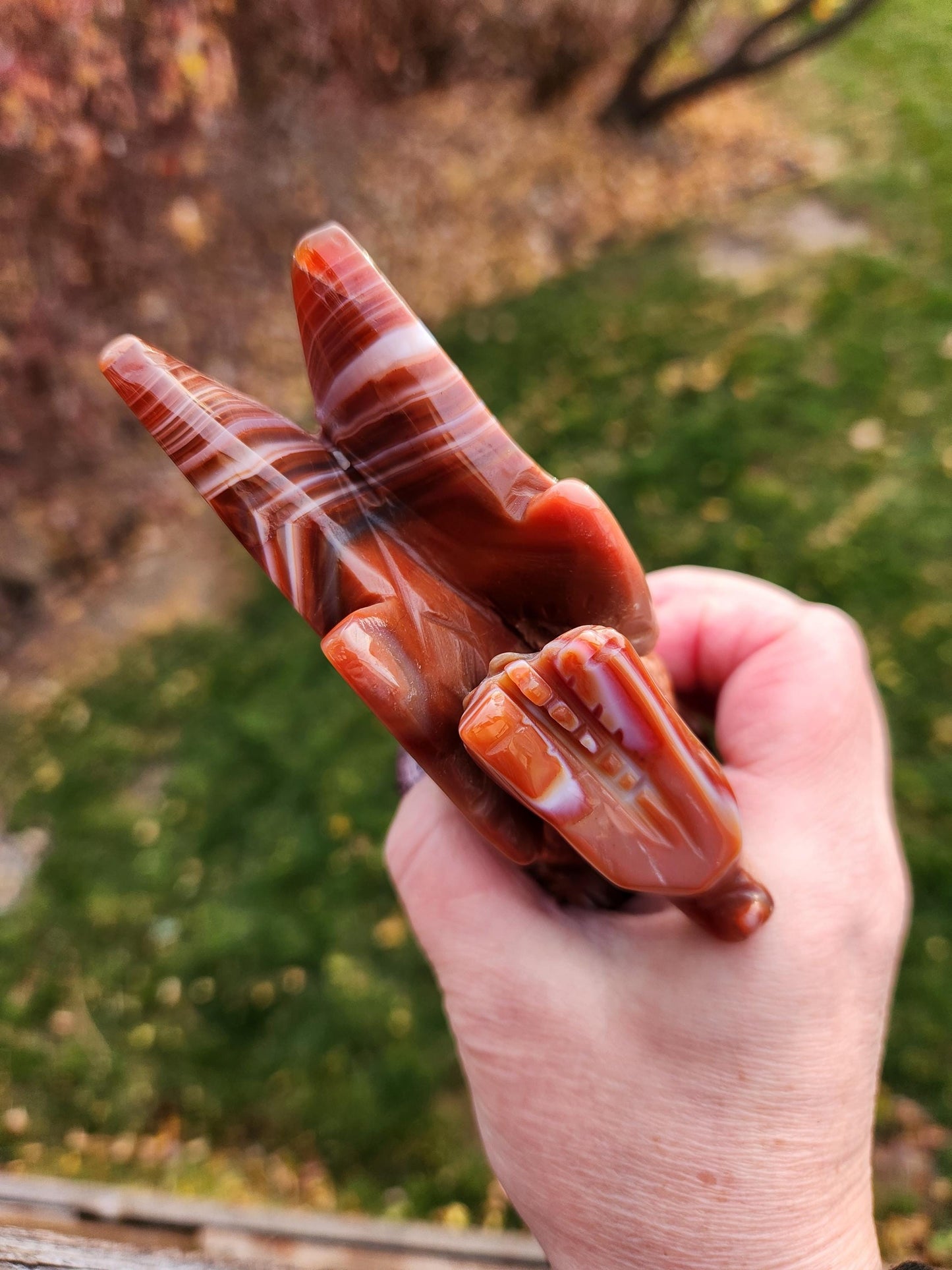 Banded Carnelian Agate Crystal Dragon: DnD, Fire Dragon