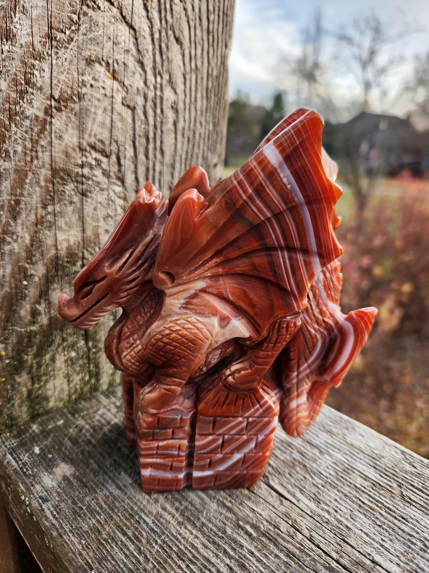Banded Carnelian Agate Crystal Dragon: DnD, Fire Dragon