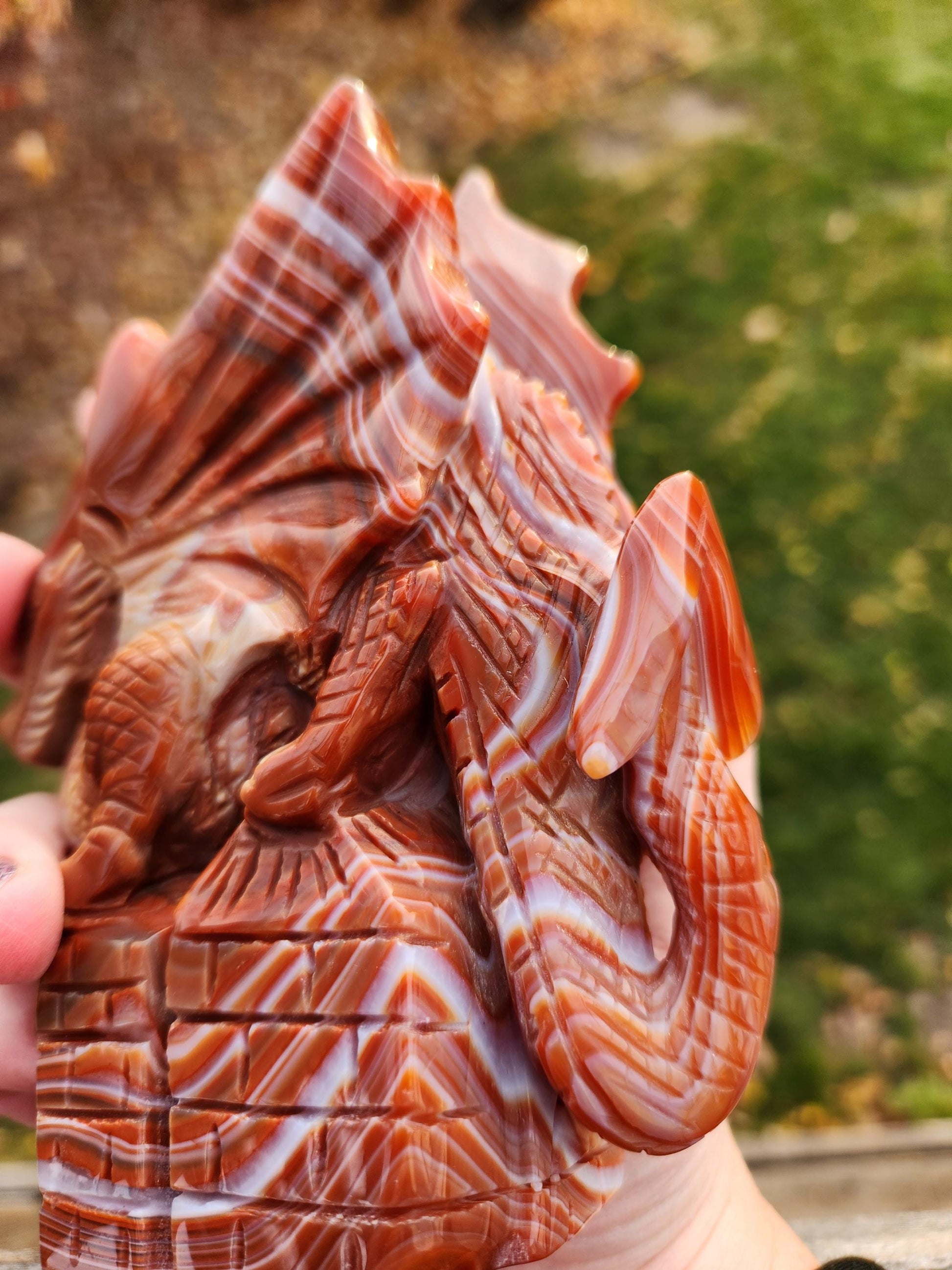 Banded Carnelian Agate Crystal Dragon: DnD, Fire Dragon