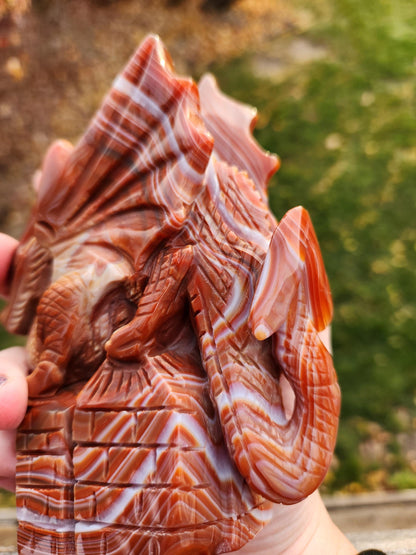 Banded Carnelian Agate Crystal Dragon: DnD, Fire Dragon