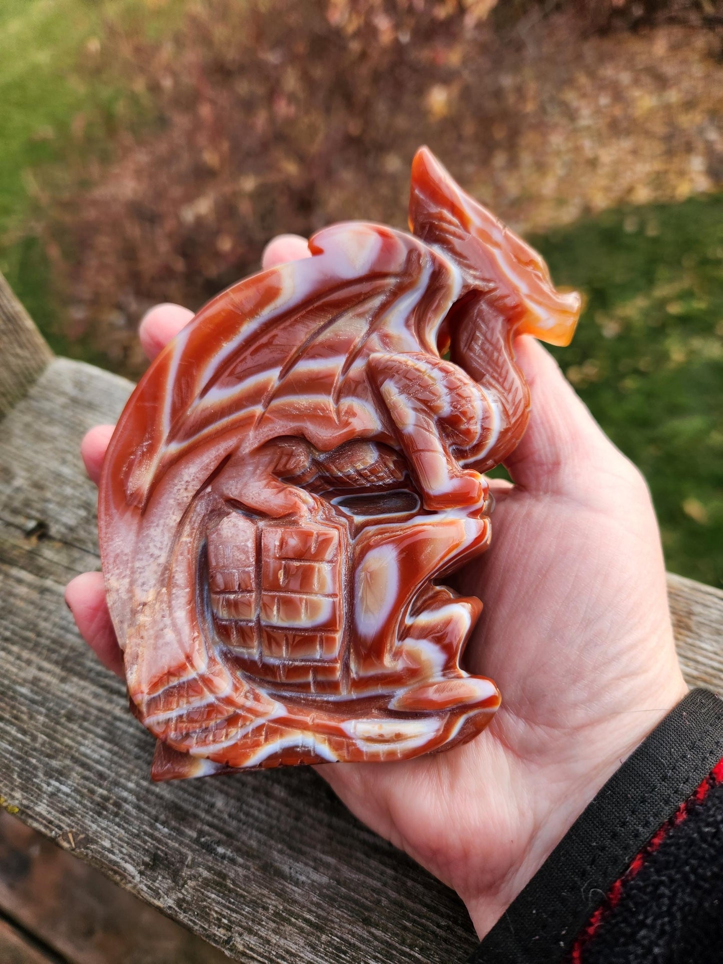 Banded Carnelian Agate Crystal Dragon: DnD, Fire Dragon