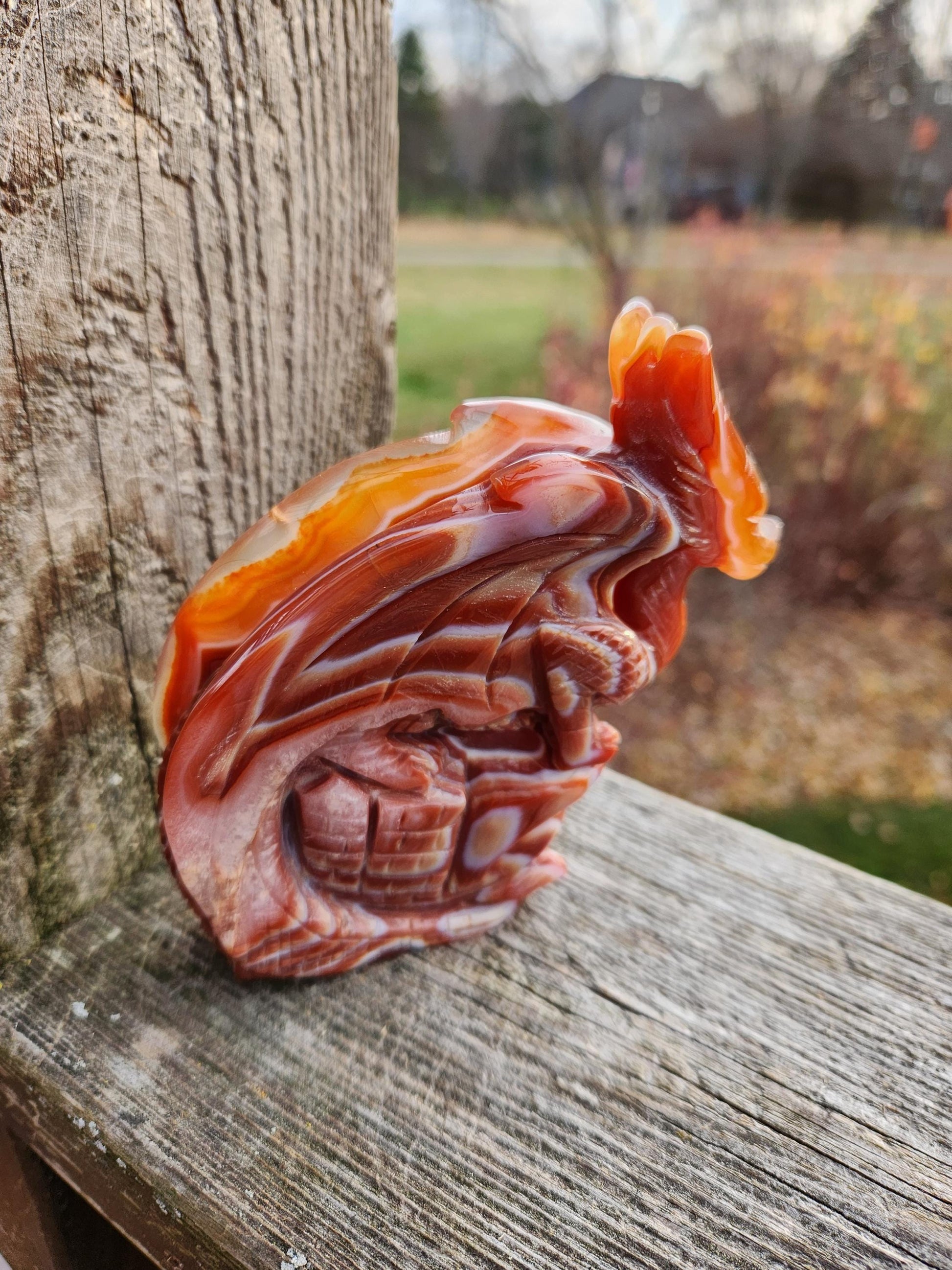Banded Carnelian Agate Crystal Dragon: DnD, Fire Dragon