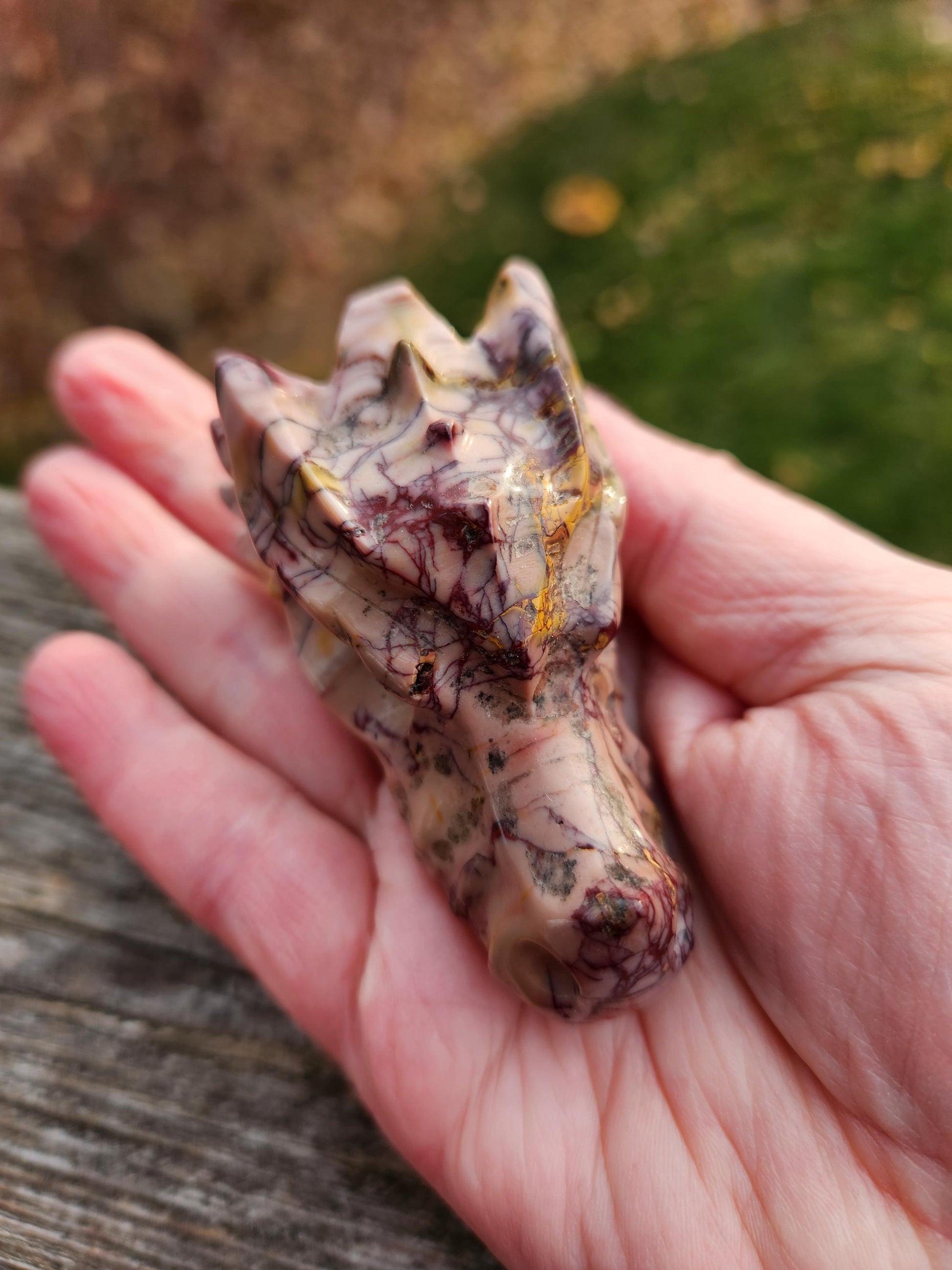 Polished Mookaite Jasper Crystal Dragon Head Small, Dendritic