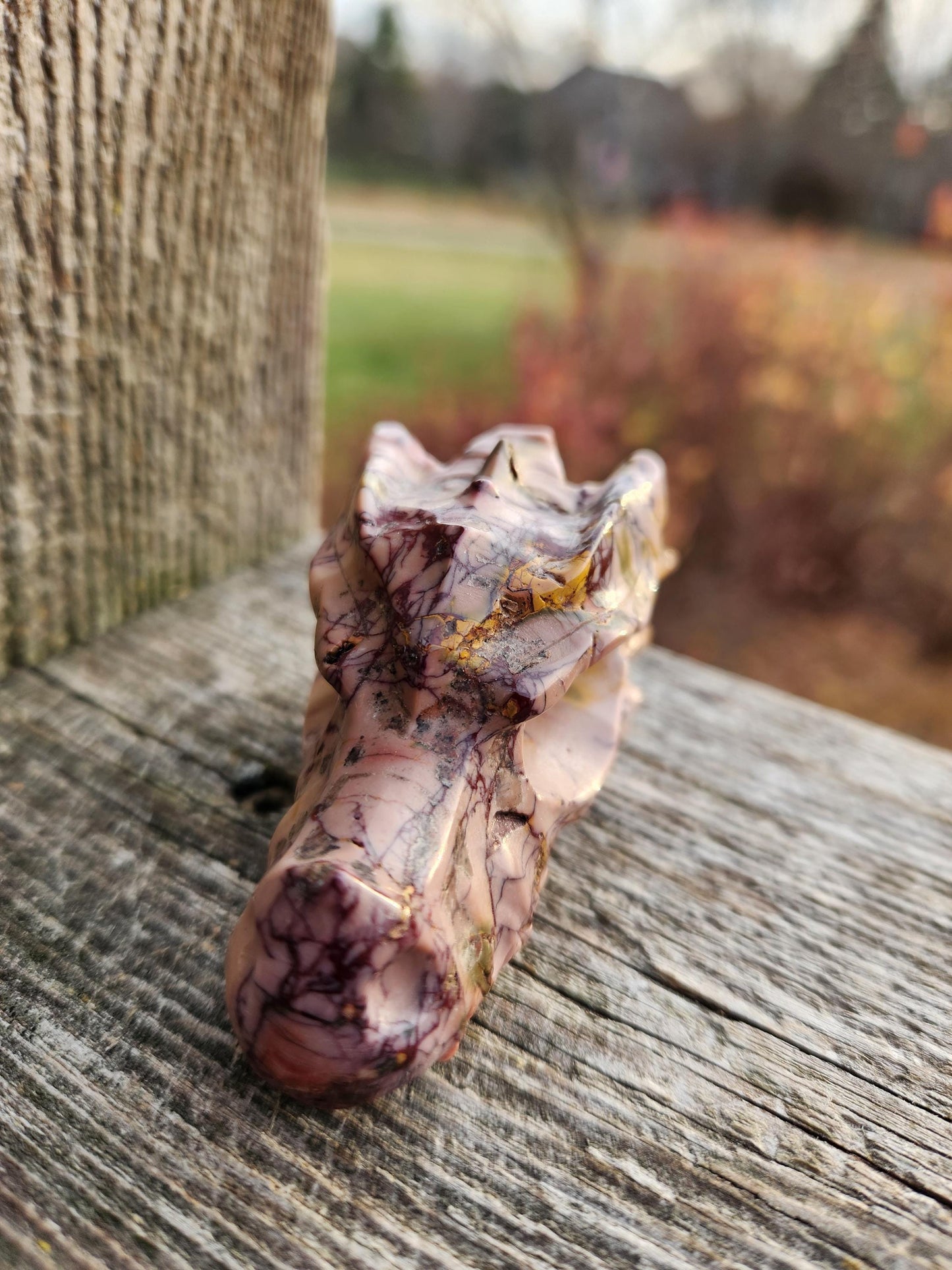 Polished Mookaite Jasper Crystal Dragon Head Small, Dendritic