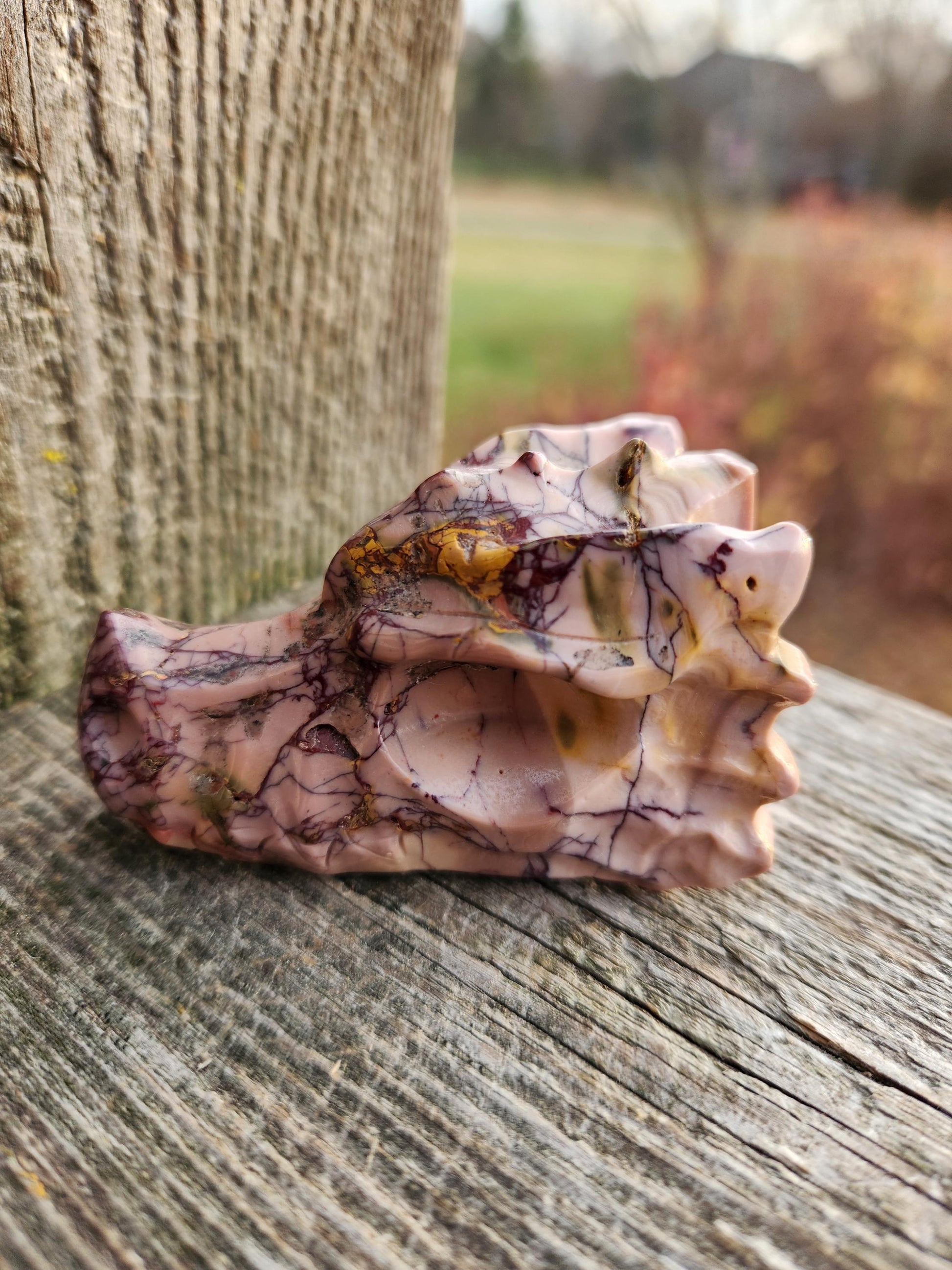 Polished Mookaite Jasper Crystal Dragon Head Small, Dendritic