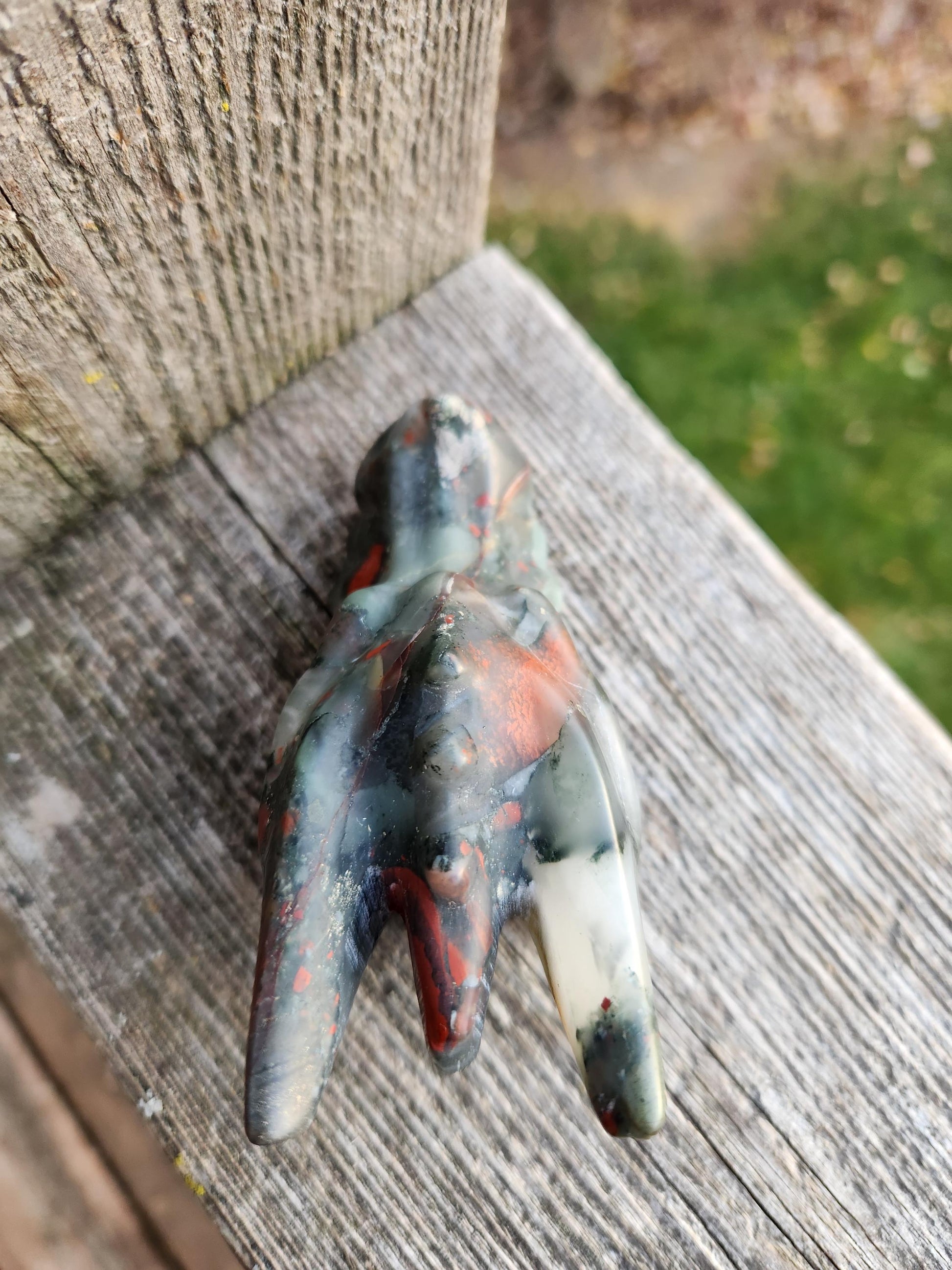 High Polished African Bloodstone Jasper Carved Dragon Head Crystal Stone, DnD, Fire Dragon