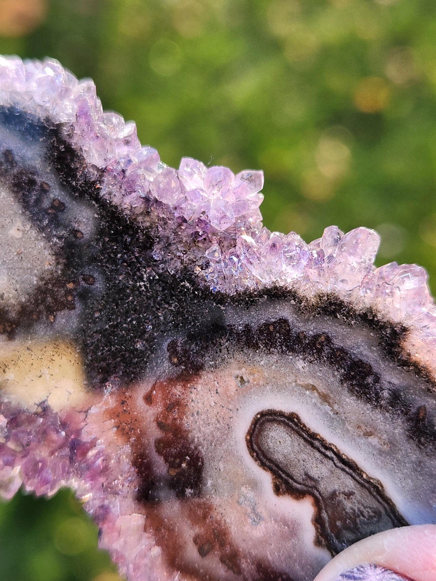 AAA Purple Amethyst Slice Crystal Specimen with Beautiful Points and stand