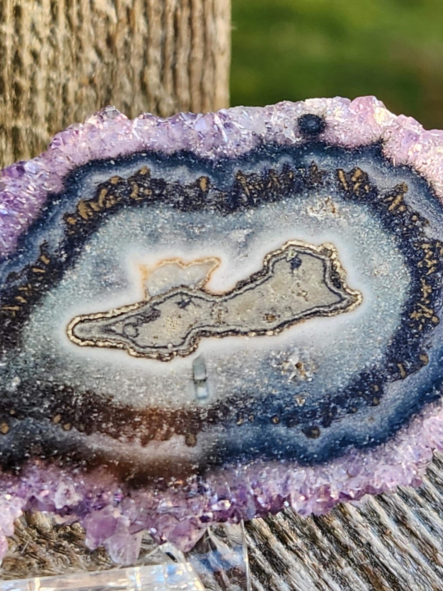 AAA Purple Amethyst Slice Crystal Specimen with Beautiful Points and stand