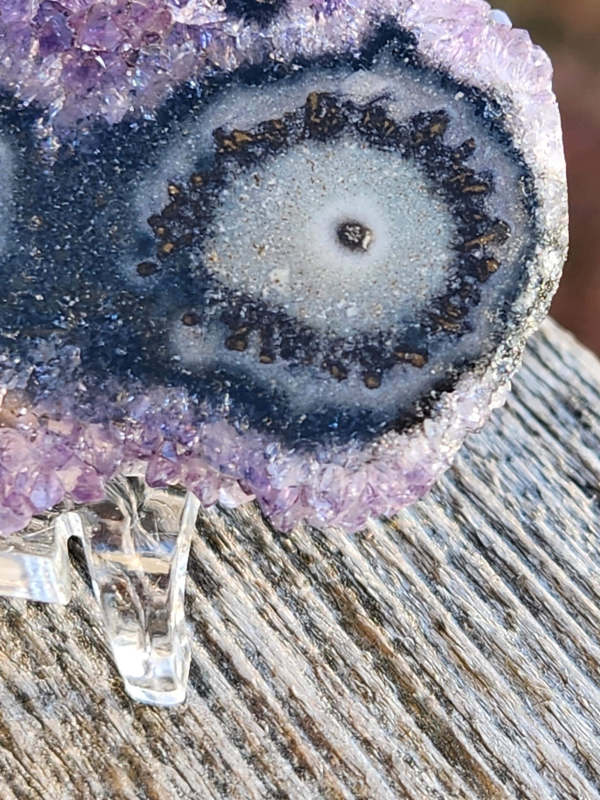 AAA Purple Amethyst Slice Crystal Specimen with Beautiful Points and stand