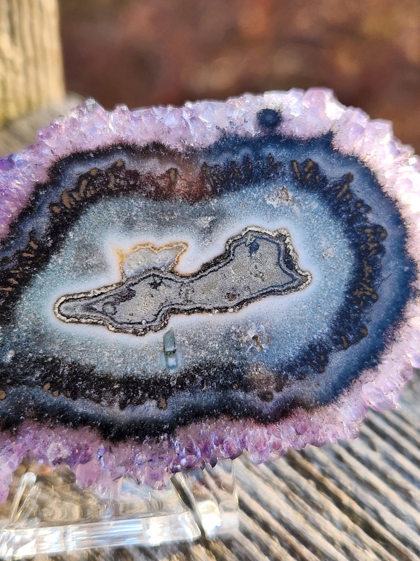AAA Purple Amethyst Slice Crystal Specimen with Beautiful Points and stand