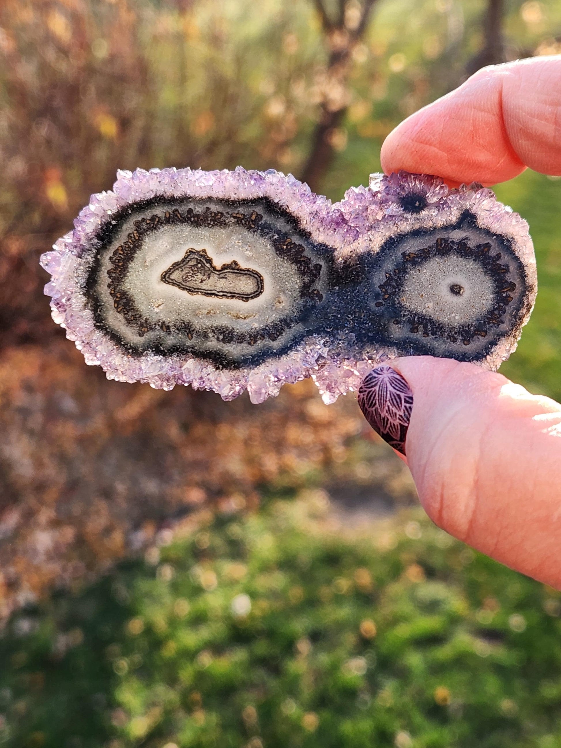 AAA Purple Amethyst Slice Crystal Specimen with Beautiful Points and stand