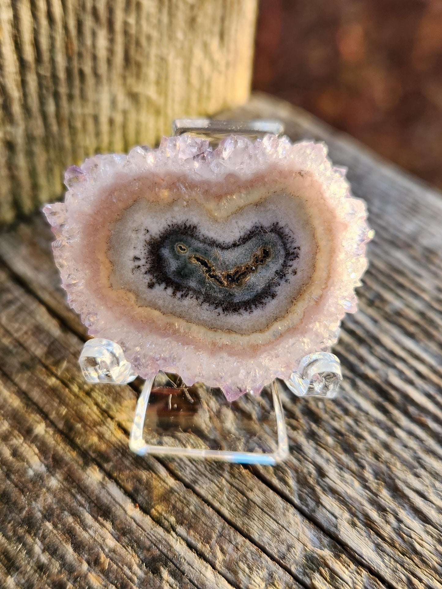 AAA Light Purple Amethyst Slice Crystal Specimen with Beautiful Points and stand