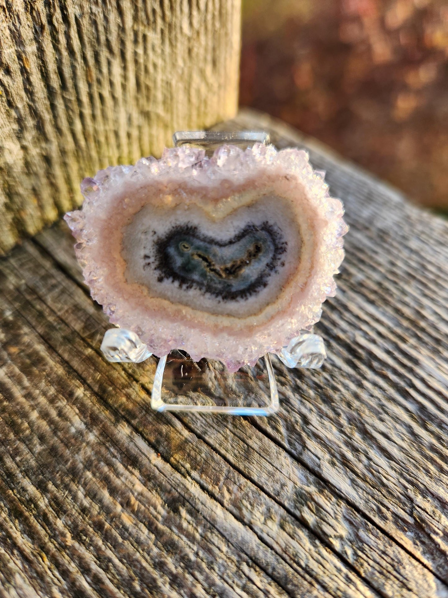AAA Light Purple Amethyst Slice Crystal Specimen with Beautiful Points and stand