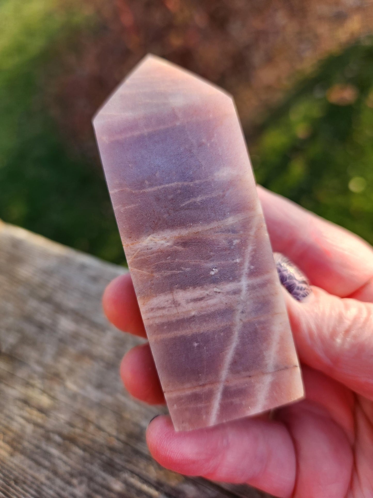 Rare Peach Moonstone with Feldspar Crystal Mini Tower, 4 point