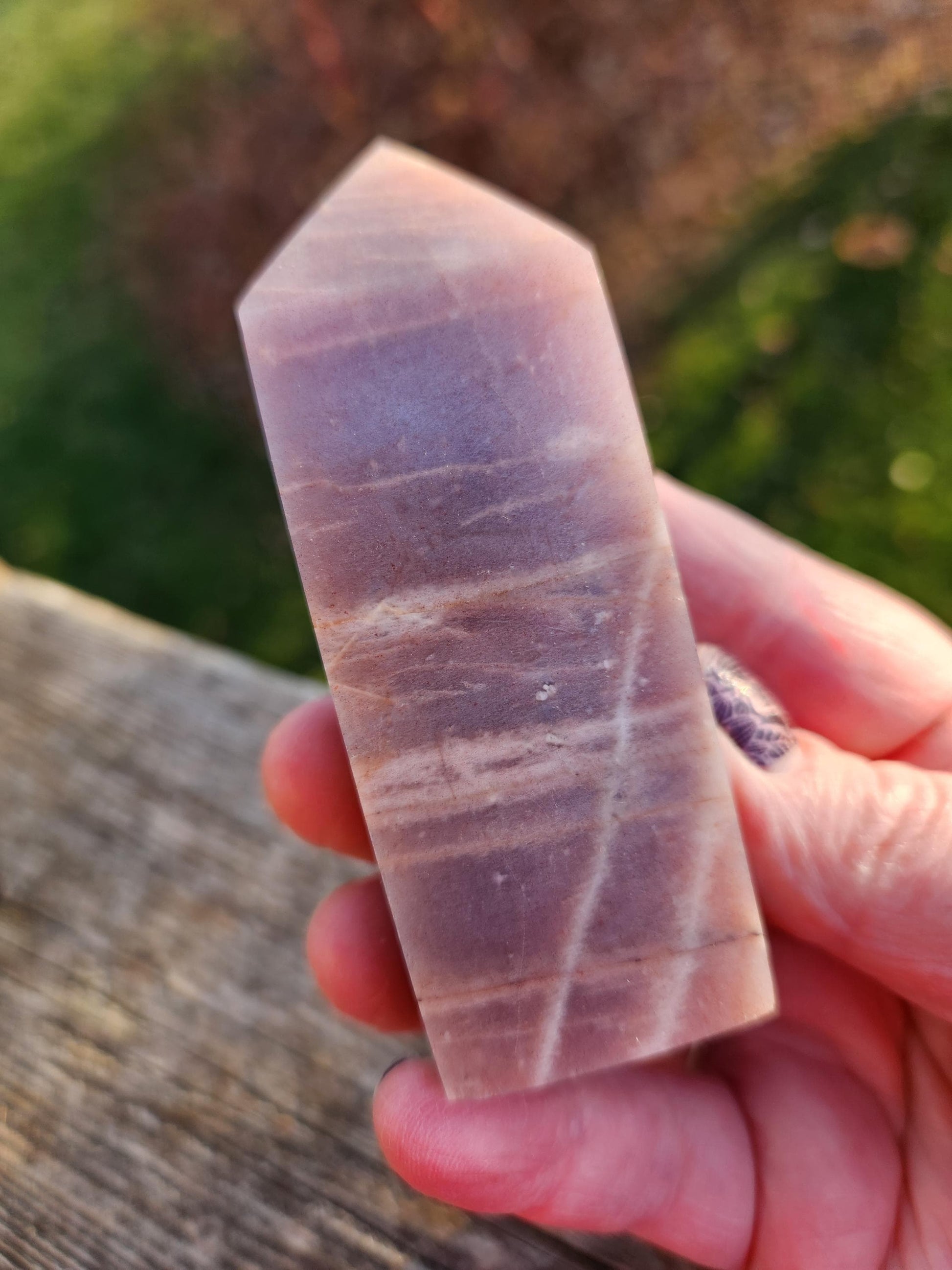 Rare Peach Moonstone with Feldspar Crystal Mini Tower, 4 point