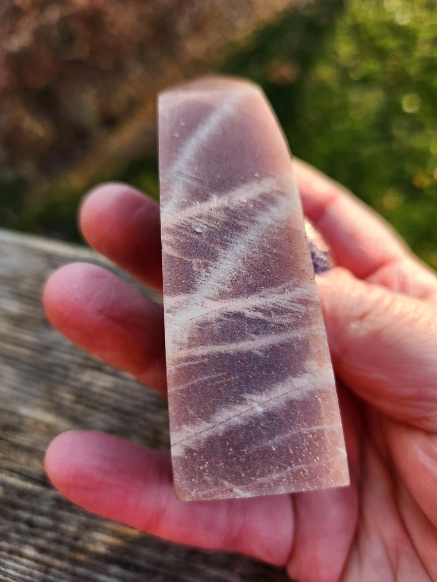 Rare Peach Moonstone with Feldspar Crystal Mini Tower, 4 point