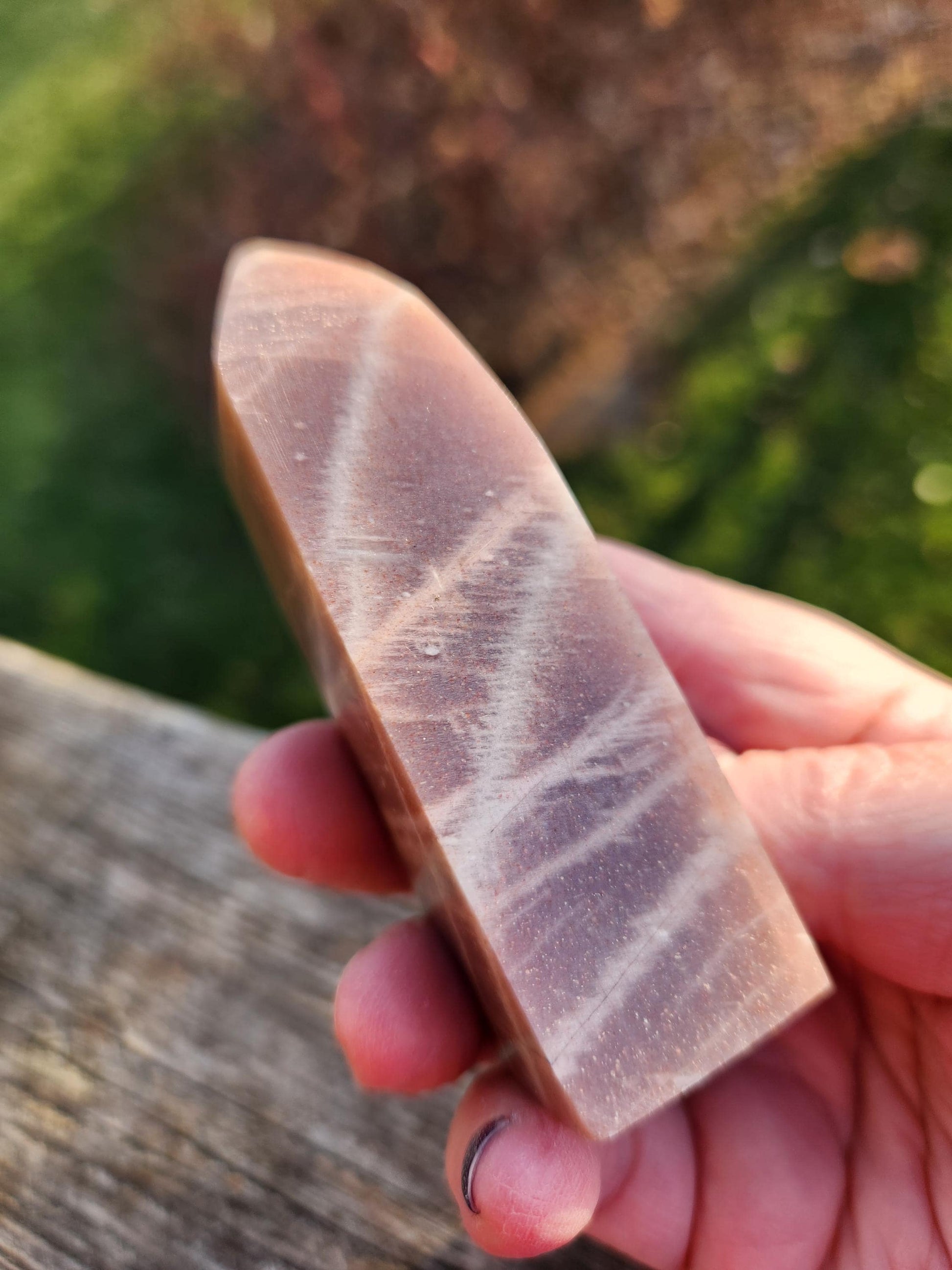 Rare Peach Moonstone with Feldspar Crystal Mini Tower, 4 point
