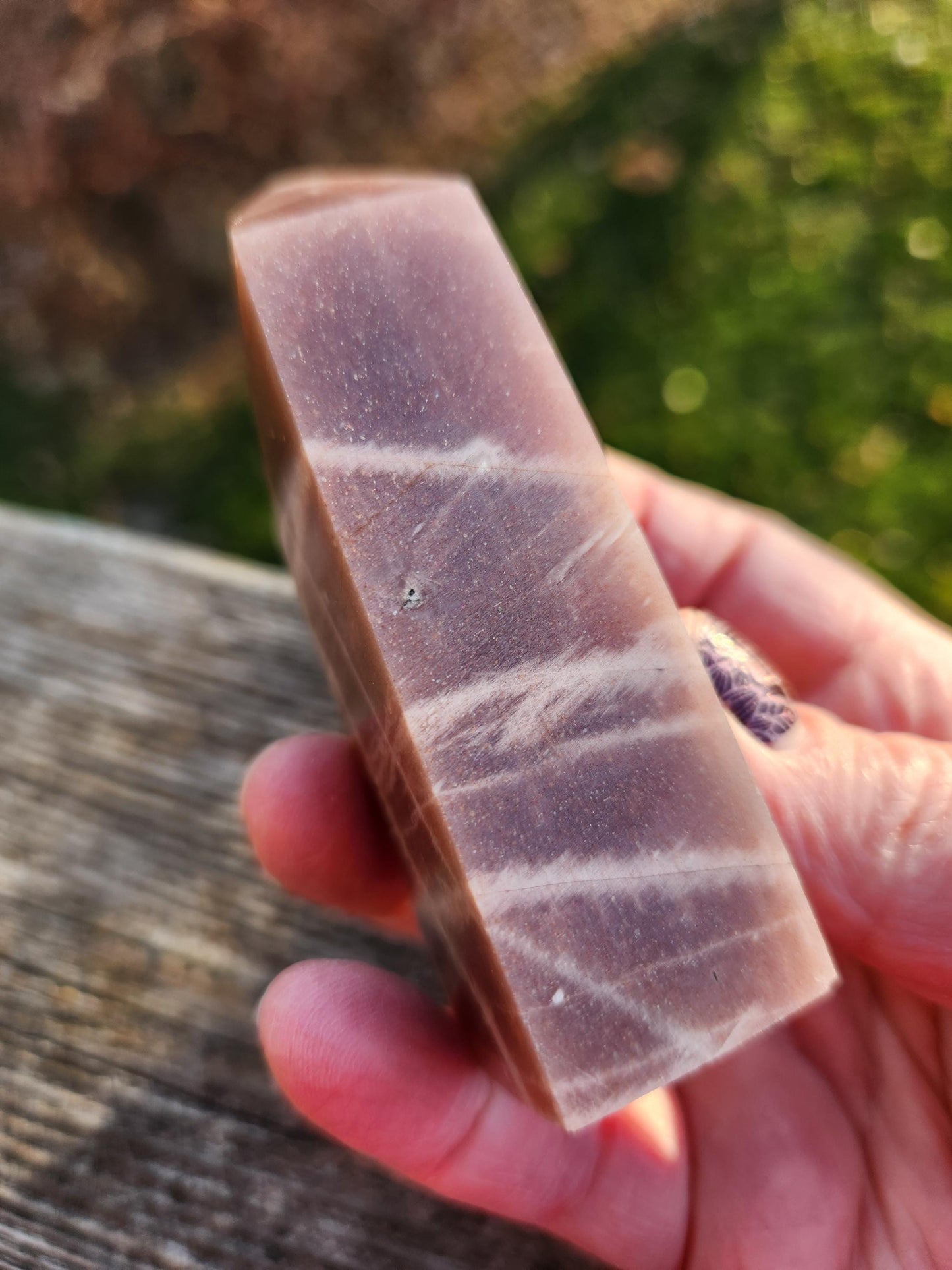 Rare Peach Moonstone with Feldspar Crystal Mini Tower, 4 point