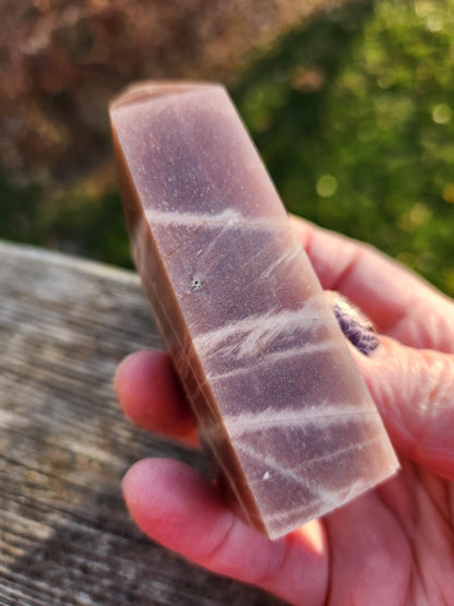 Rare Peach Moonstone with Feldspar Crystal Mini Tower, 4 point