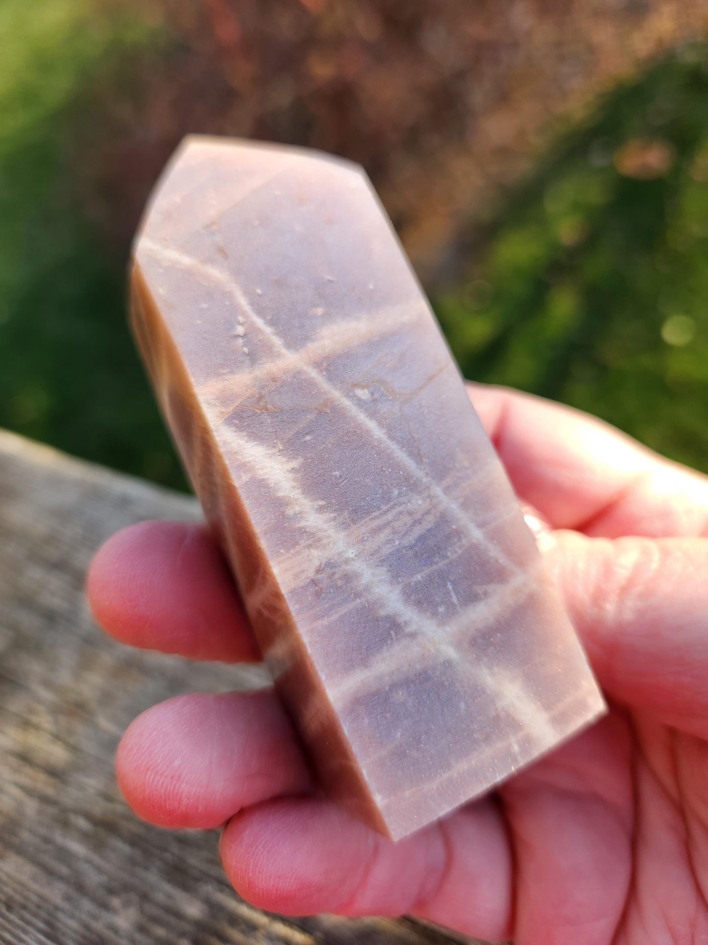 Rare Peach Moonstone with Feldspar Crystal Mini Tower, 4 point