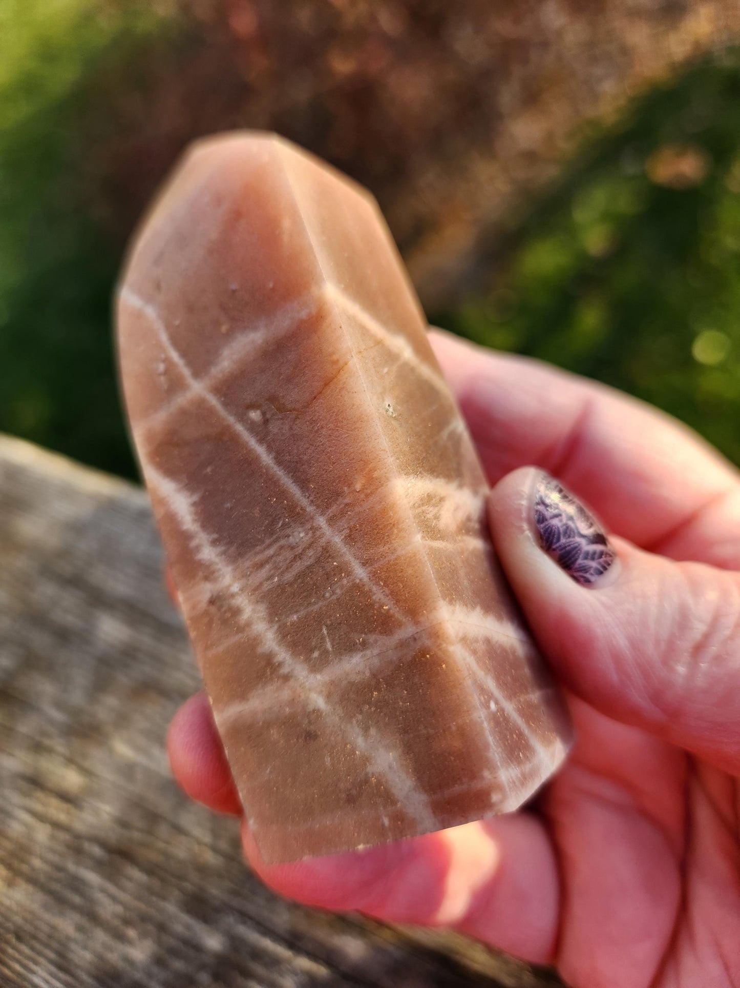 Rare Peach Moonstone with Feldspar Crystal Mini Tower, 4 point