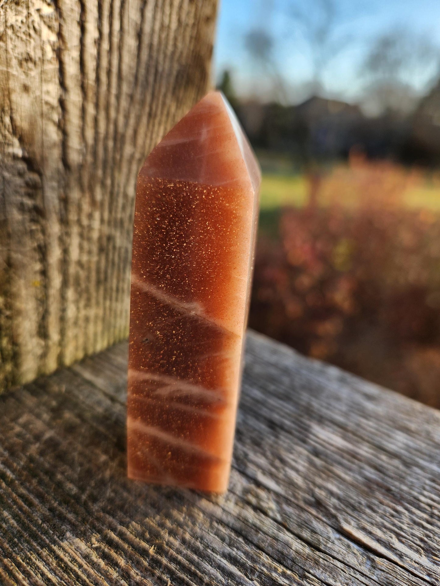 Rare Peach Moonstone with Feldspar Crystal Mini Tower, 4 point