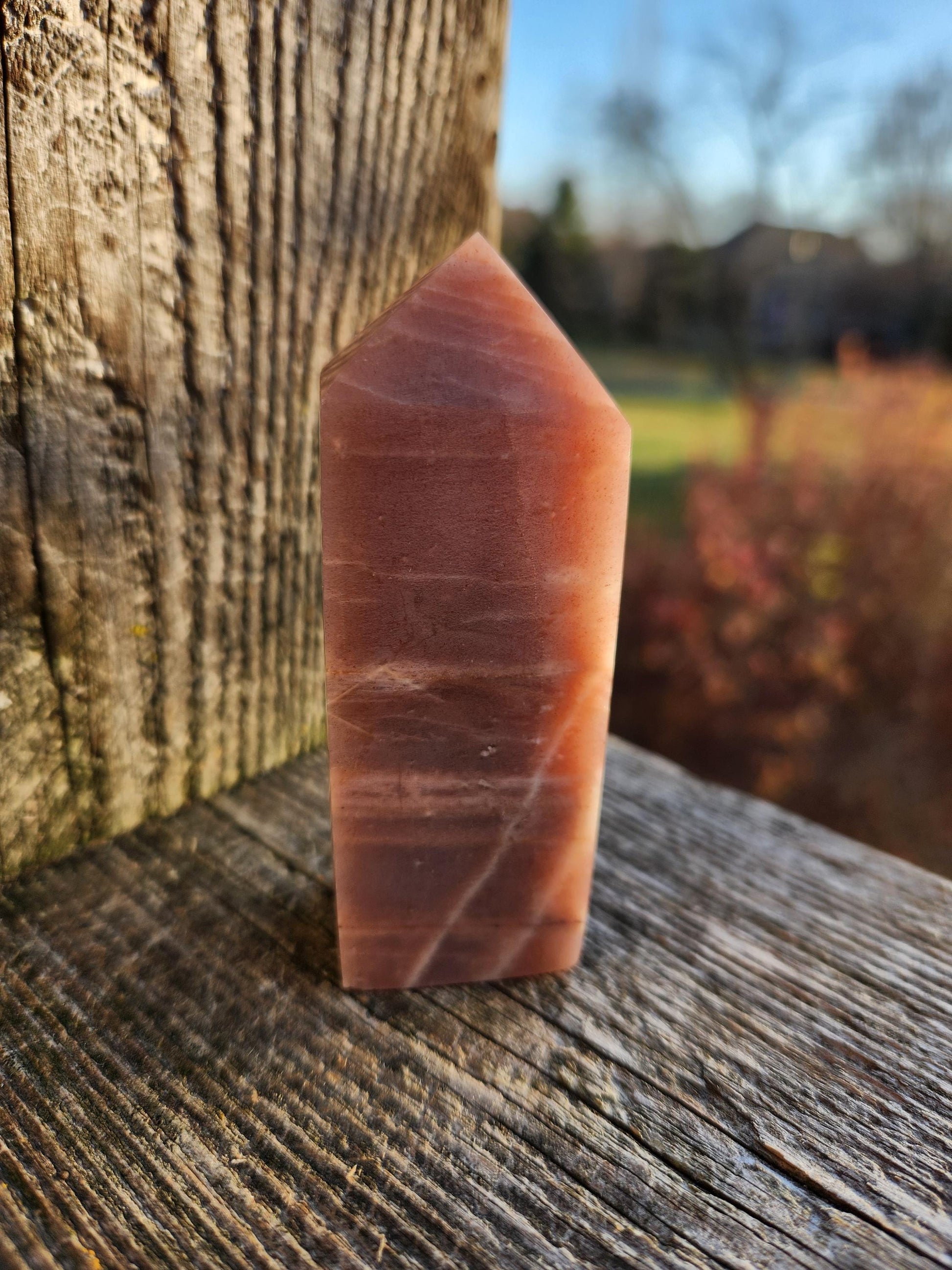Rare Peach Moonstone with Feldspar Crystal Mini Tower, 4 point
