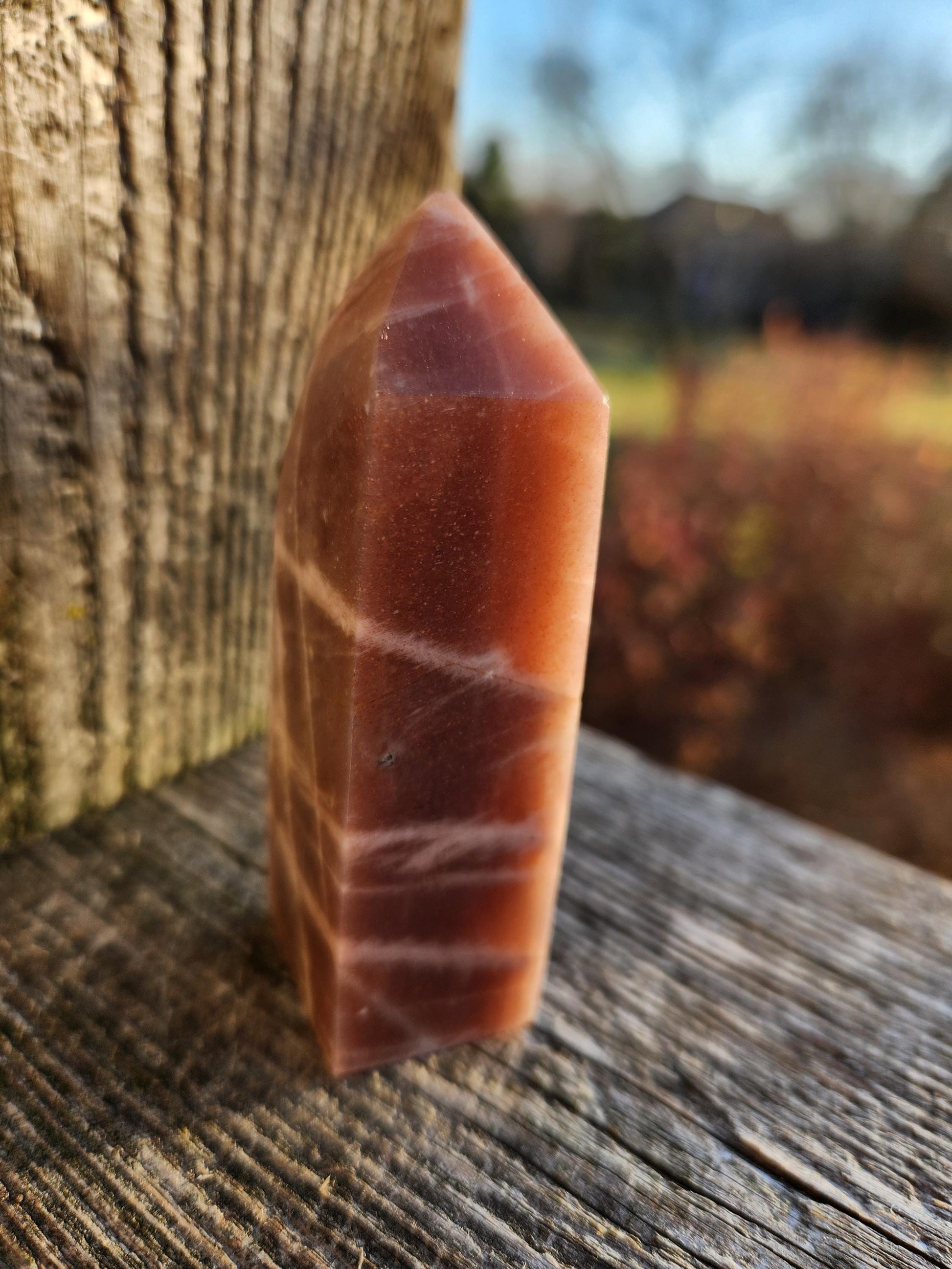 Rare Peach Moonstone with Feldspar Crystal Mini Tower, 4 point