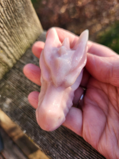 Pink Opal Carved Dragon Head, DnD