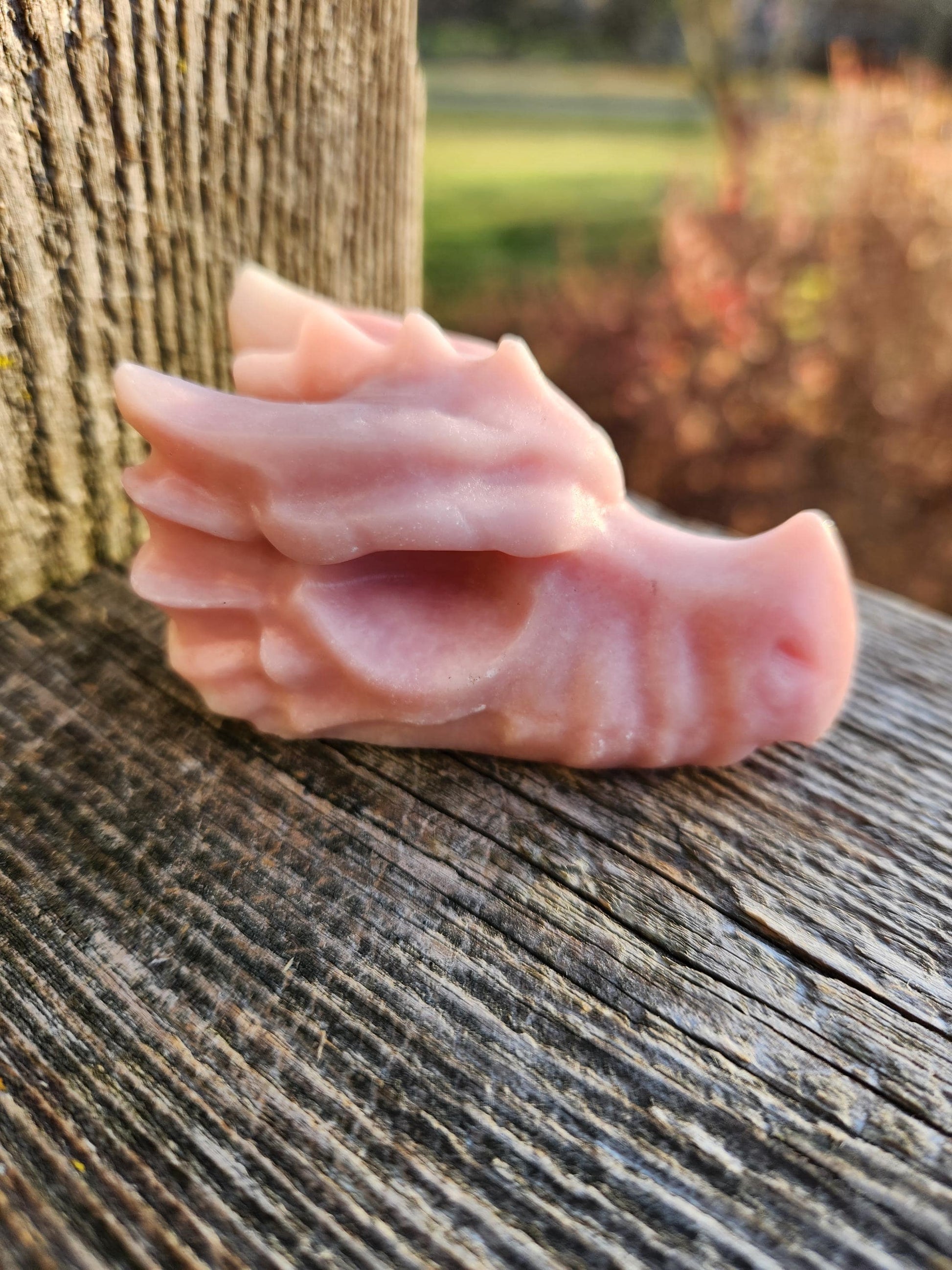 Pink Opal Carved Dragon Head, DnD